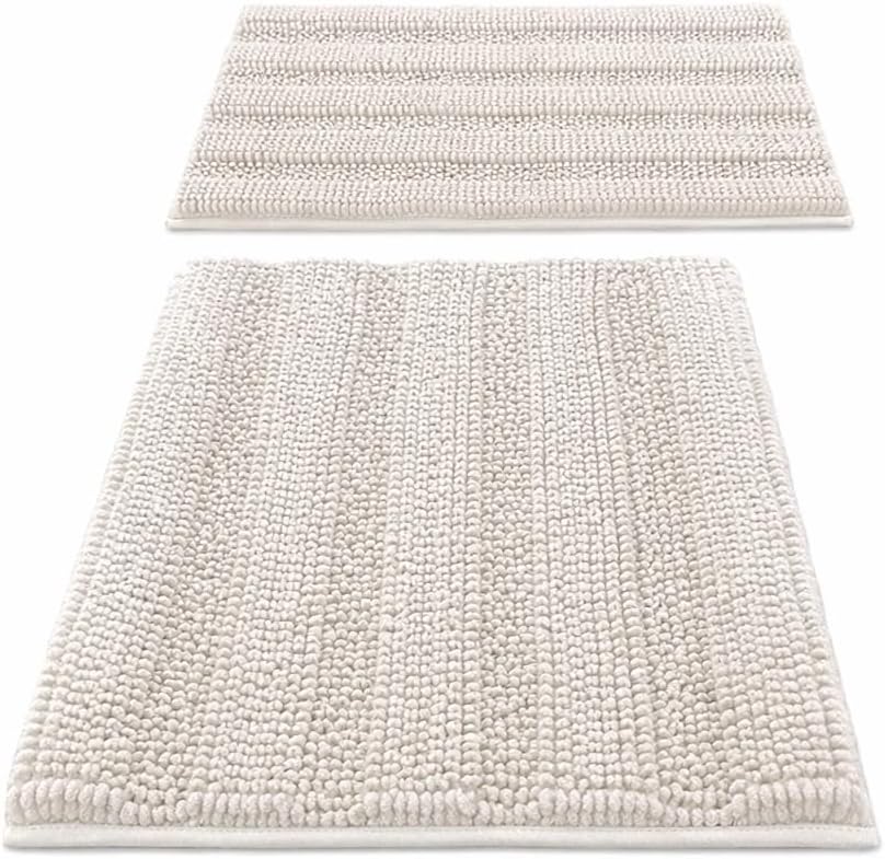 Modern Square Blue Bath Mat Set for Bathroom Rugs and Shower Mat Soft Light Weight and Machine Washable Perfect