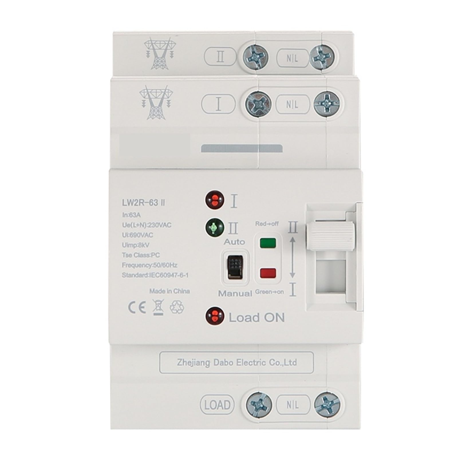 LW2R-63 Commutatore di trasferimento automatico LW4R-63 Selettori elettrici a doppia alimentazione for guida Alimentazione ininterrotta 63A 220V
