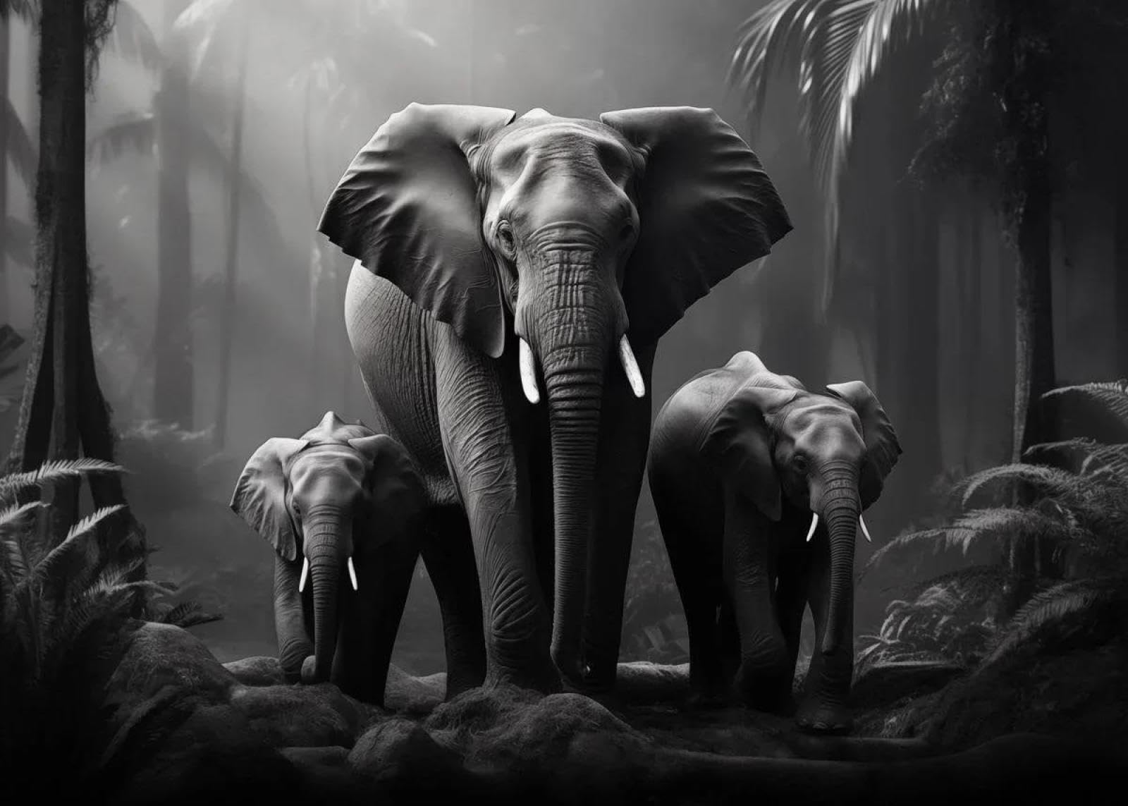 Yocheng Black And White Elephant Canvas Paintings On The Wall Art Posters And Prints Animals Pictures For Living Room Decor 50x70cm No Frame