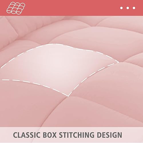 Miniatura 8 de JOLLYVOGUE Juego de edredón tamaño matrimonial rosamarfil, juego de cama reversible en una bolsa para todas las estaciones, juego de cama de 3