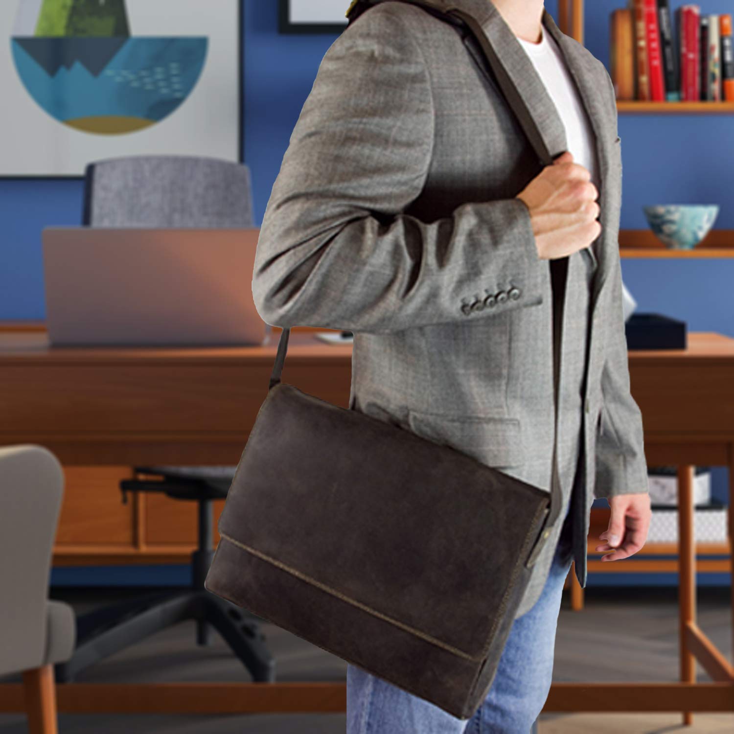 VISCONTI - Grande Messenger Bag in Pelle per PC 15 Pollici - Borsa a Tracolla da Lavoro per Uomo - Borsa a Spalla Ufficio - 18516 Texas