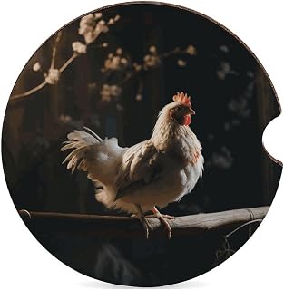 1PCS Car Coasters for Cup Holders Non-Slip Absorbent Car Cup Coaster Removable Chicken on A Branch Cup Holder Coaster for Women Men Car Interior Accessories