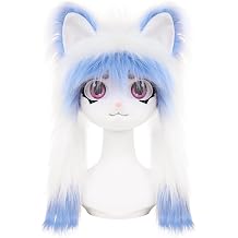 COSYEARS Handmade Faux Fur Animal Cat Full Head Mask Plush Headgear for Halloween Party Costume Accessories