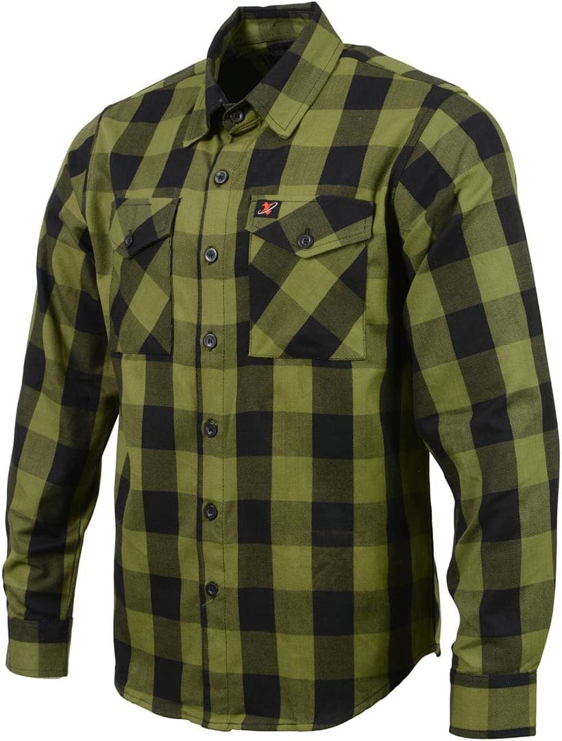 Milwaukee Leather MNG11668 Men's Black and Green Long Sleeve Cotton Flannel Shirt - Image 5