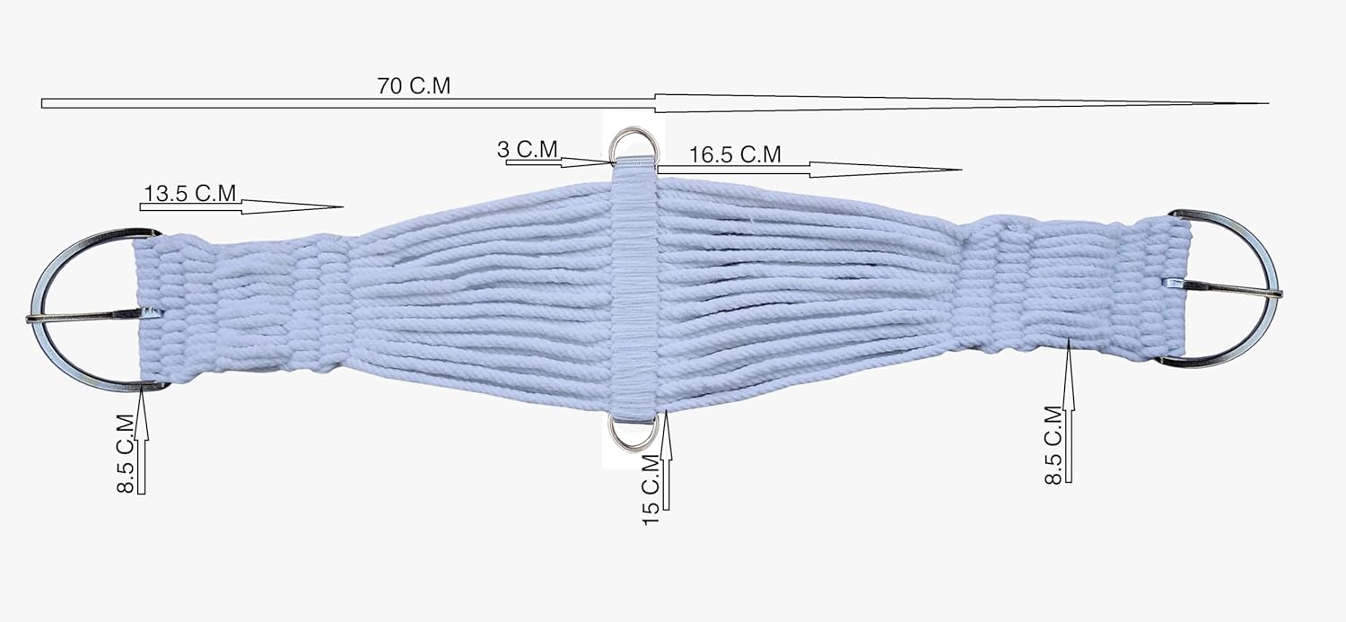 Cotton Blend Western Horse Girth with White Fabric - Premium Equine Comfort,Durability