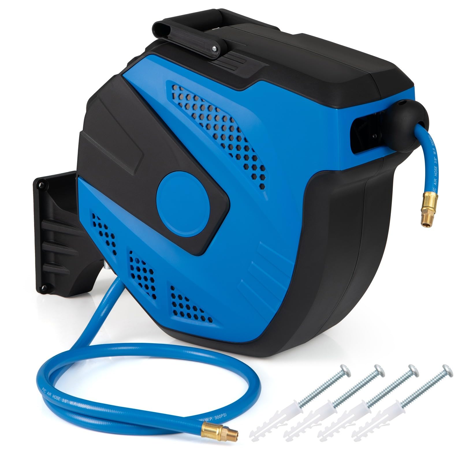 RELAX4LIFE Avvolgitubo da Parete per Irrigazione, Avvolgitore Tubo Acqua Retrattile, 15+1,5 m/20+2 m/30 m, con Supporto Orientabile a 180°, Kit Completo per Irrigazione Efficace, Prato, Giardino (15m)