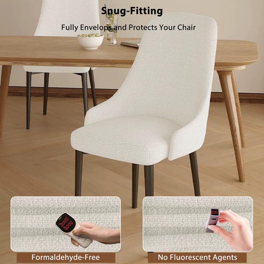 Funda para Silla De Comedor De Respaldo Curvo con Reposabrazos Bajos Fundas Elástica para Silla De Orejero Funda Lavable para Silla Auxiliar Y Decorativa,Dark Gray,4pcs