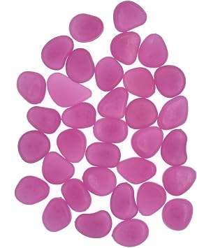 QTTLLI 100Pcs Glow Pebbles Glow in the Dark Decorative Stones Rocks for Garden Path Walkway Yard Fish Tank, Purple