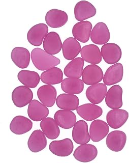 QTTLLI 100Pcs Glow Pebbles Glow in The Dark Decorative Stones Rocks for Garden Path Walkway Yard Fish Tank, Purple