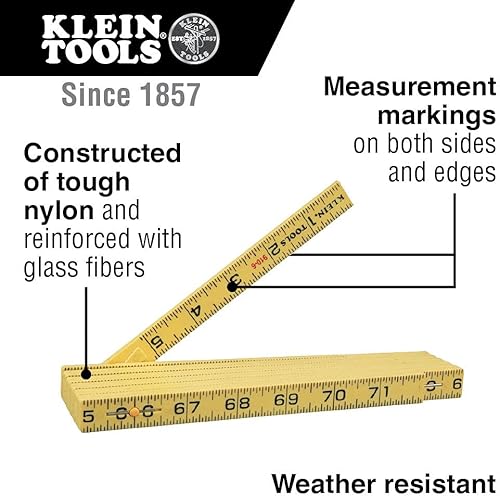 Miniatura 2 de Klein Tools 910-6 Regla plegable de 6 pies, fibra de vidrio duradera, lectura interior