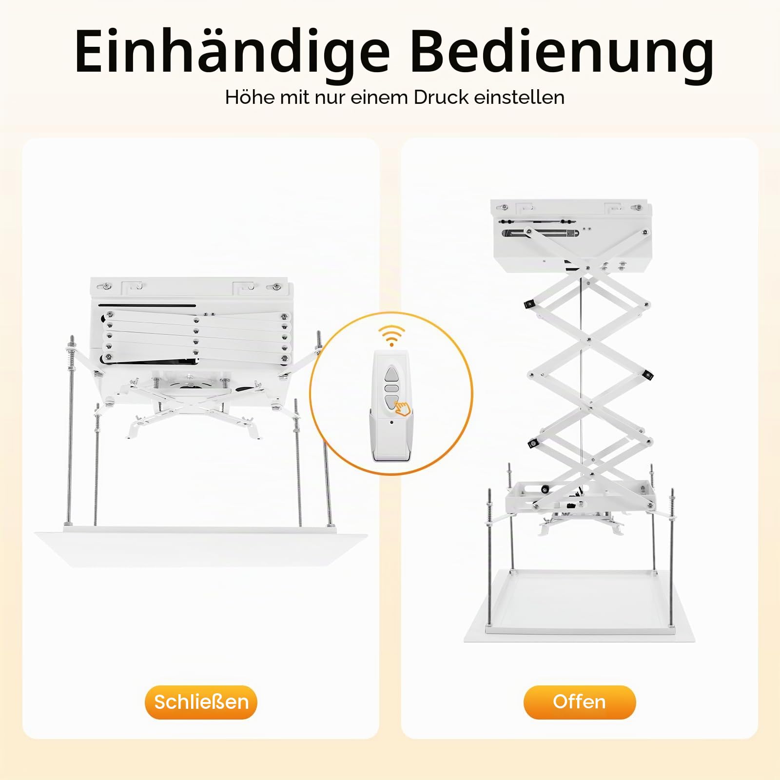 Electric Lift Projector, Elektrischer Hebebühne, Beamer Deckenhalterung mit Fernbedienung, Motorisierter Projektorhalterung Aufzug, Beamer Projektor Deckenlift, Maximallast bis 10 kg