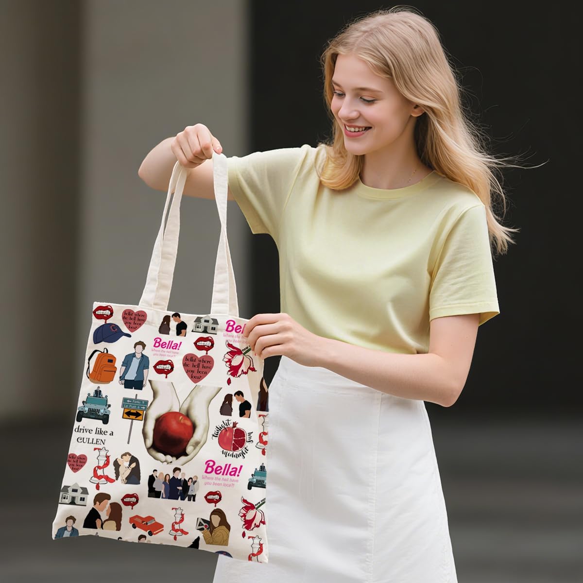 Twilight Tote Bag for Women, Twilight Merch, Vampire Merch, Edward Vampire Gift, TV Show Inspired Gifts for Fans Movie Lovers, Reusable Canvas Cute Shoulder Bag for Shopping, Grocery, Work, Book - Image 2