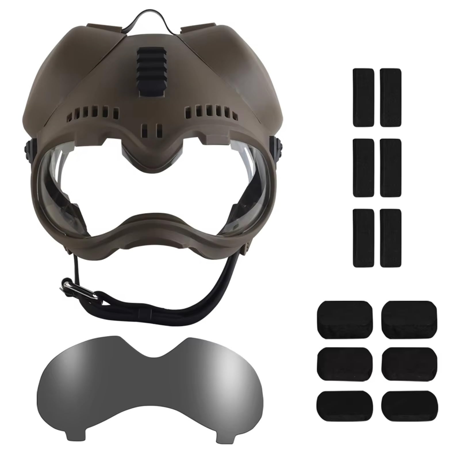 Casco Táctico K9 Perros Caza con Gafas Protectoras Exteriores para Terrier Belga Holandés Pastor Alemán Tamaño Mediano(Tan)