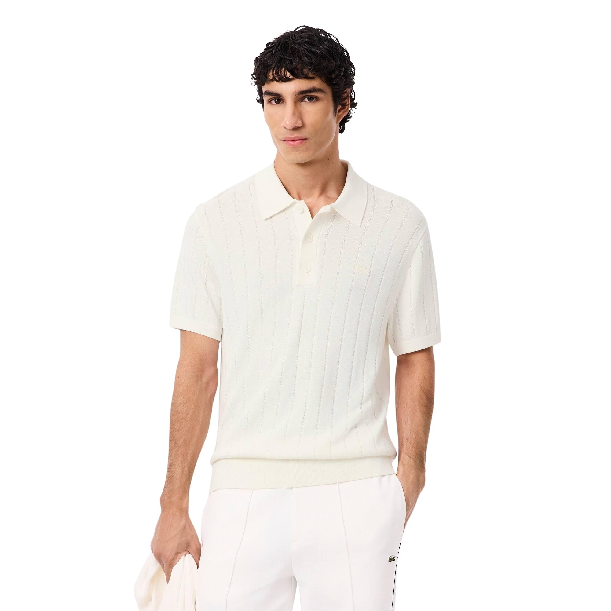 lacoste Fluid Ribbed Knit Polo Collar Sweater-picture-20