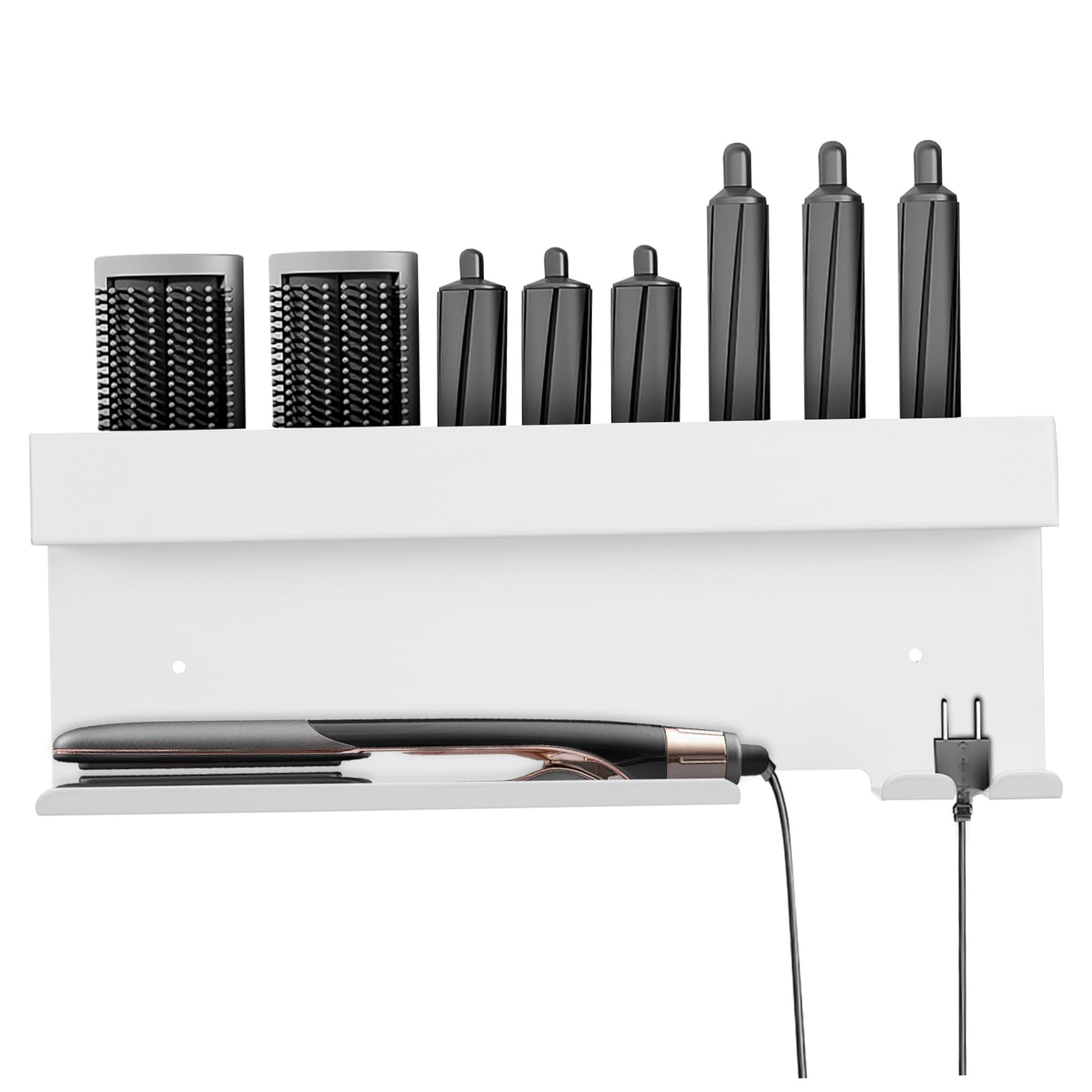 KOMBIUDA No Drill Aluminium Haartrockner Wandhalterung Hitzebeständiger Organizer für Föhn Glätteisen und Lockenstab Multifunktionale Aufbewahrung Schnelle Montage Modernes Design für
