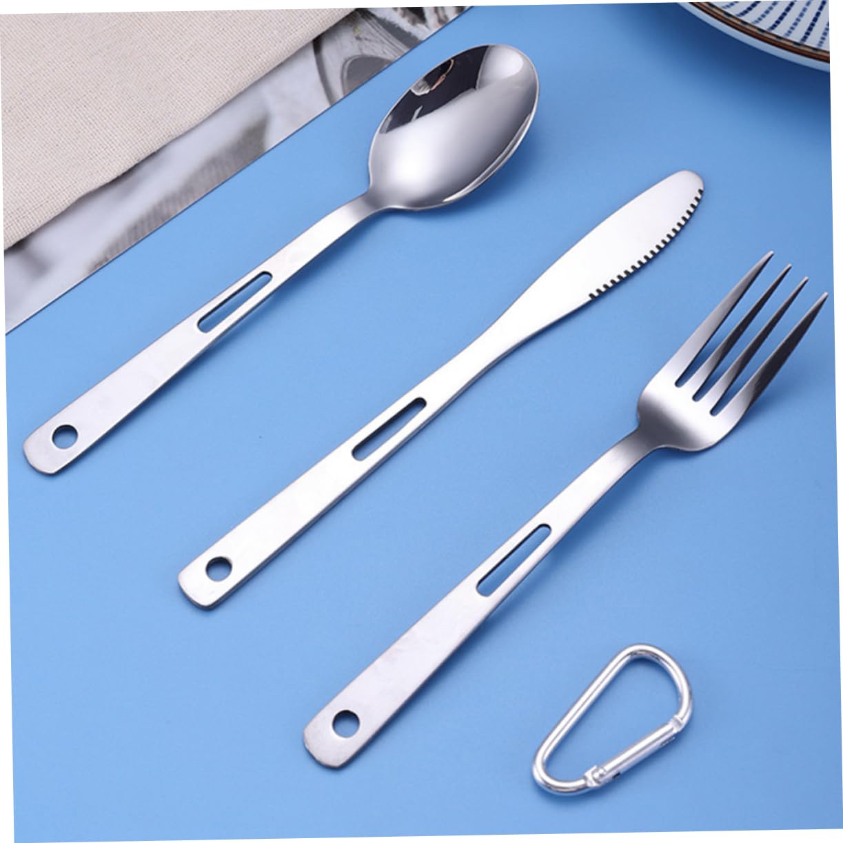TOYANDONA Posate Da Campeggio Posate in Acciaio Inox Portatili Forchetta Cucchiaio Stoviglie Da Esterno Adatte Per Picnic Barbecue Escursioni Campeggio Superficie Liscia Facile Da Pulire Des