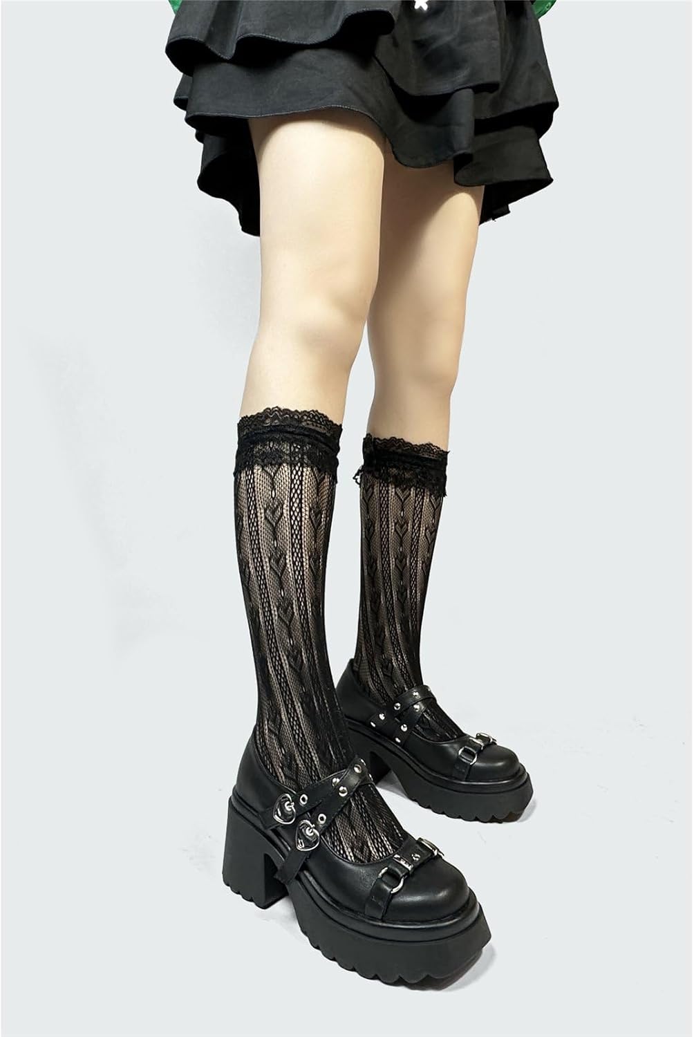 Kawii Shoes Bow Pearl Heels Lolita Platform Heels for Women Lace Cute Mary Janes Pumps - Image 4