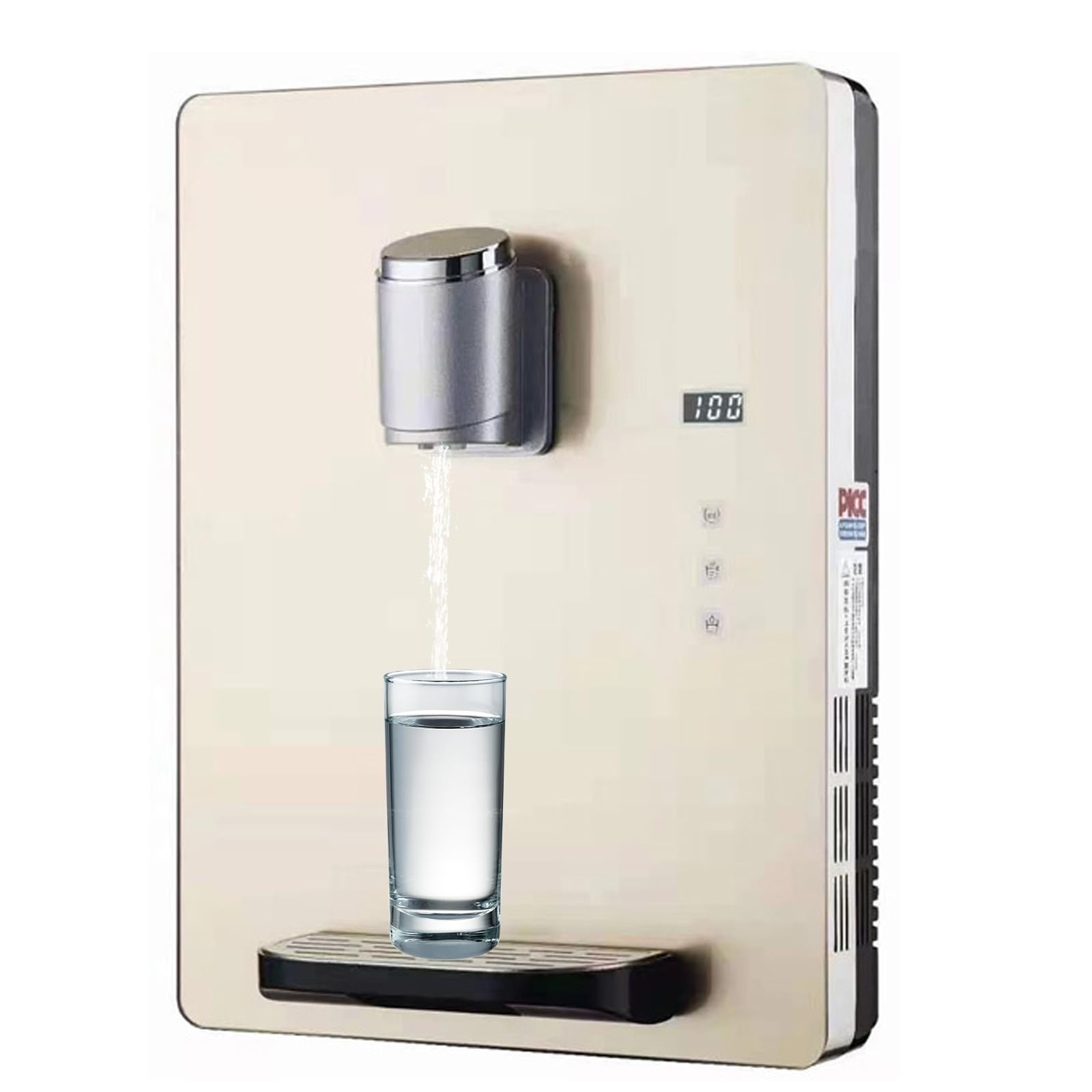 2200W Wandmontage Fed-Einheit Wasserspender, einstellbare intelligente große Leinwandberührung mit elektronischem Kinderschloss, Heizwasserkapazität 30 l/h, Multi-Speed-Einstellung für das Büro Gold
