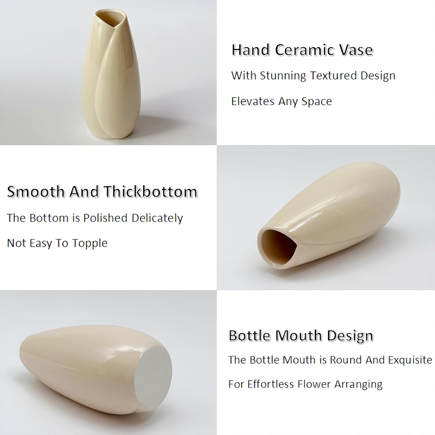 Ceramic Pink Small Vase, Minimalist Style Flower Vase for Bedroom, Living Room, Dining Table, Bookshelf, Mantel and Centerpieces - Image 5