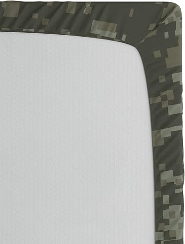 Miniatura 38 de Ambesonne - Sábana bajera ajustable multicolor, en colores y tres tamaños Azul y gris,Verde Militar Sage Green,Ámbar beige,Negro Grey White,Azul