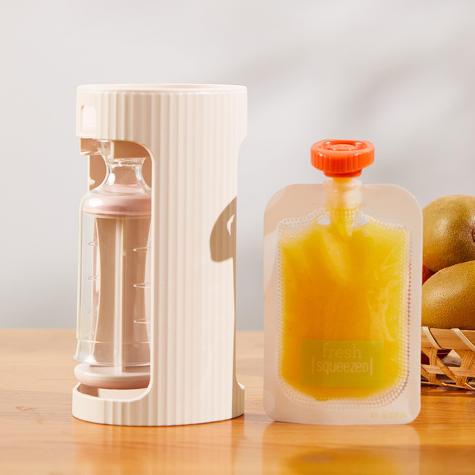 Support de poche pour compote de pommes – Kit alimentaire rechargeable, presse-purée, station de remplissage sans déversement | Préparation d'alimentation pour collations faites maison, stockage de