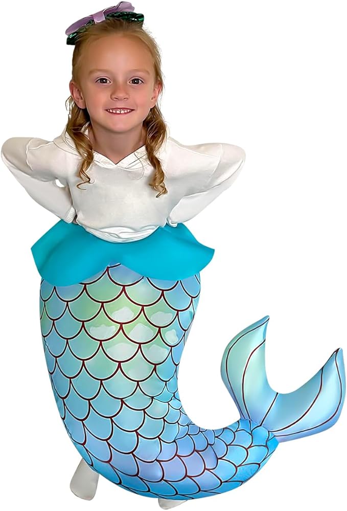 Xasive Inflatable Mermaid Costume for Kids, Halloween Blow Up for Girls Costume Funny Ride On Costumes Kids Costume