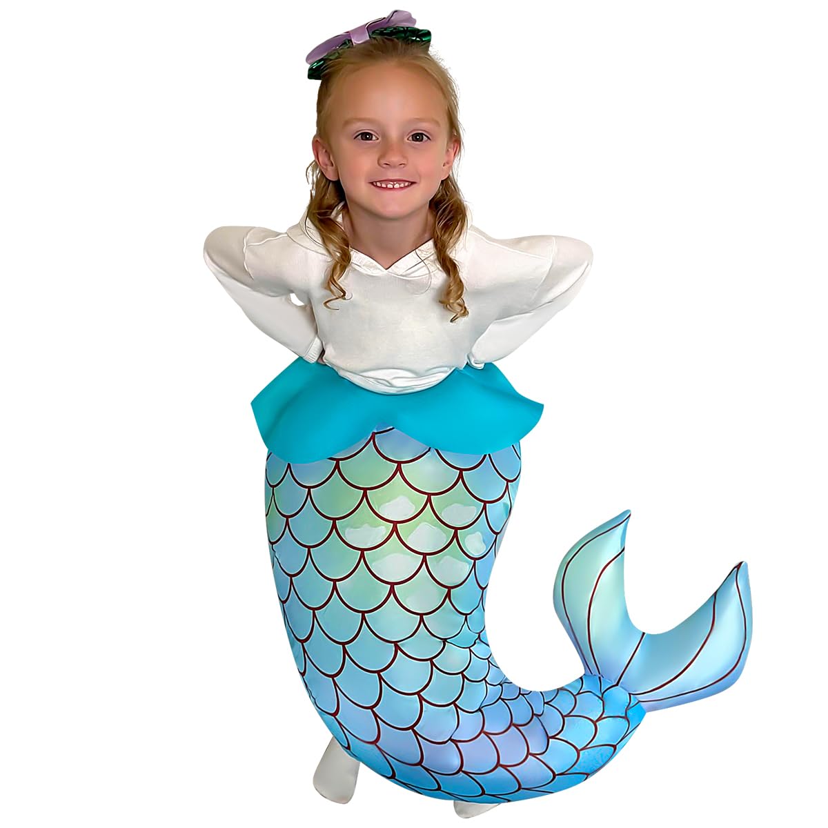 Xasive Inflatable Mermaid Costume for Kids, Halloween Blow Up for Girls Costume Funny Ride On Costumes Kids Costume