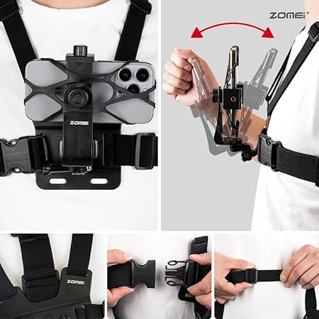 Coverzone Aksiyon Kamera ve Telefon Tutucu Göğüs Askısı Gezi Seyahat ve Sürüşlerde Kullanmak için Boyundan Kayıt Aparatı Cep Telefonu Göğüs Tutucu (Tüm modeller İle Uyumlu) RMX-81
