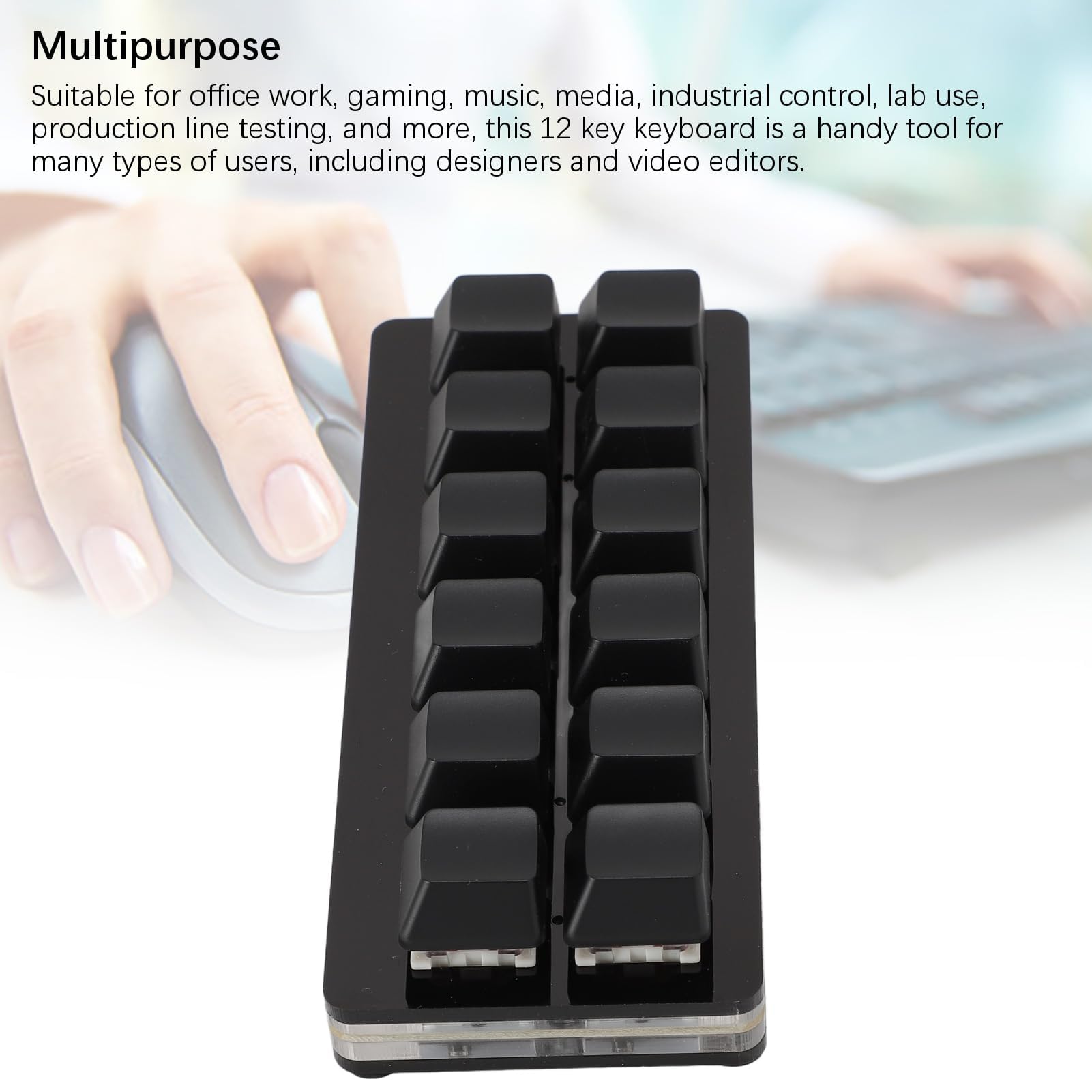 Dpofirs Teclado Mecánico para Juegos de 12 Teclas, Teclados RGB para Juegos de PC, Interruptor Rojo Mecánico, Teclado con una Mano, Teclado con Cable, Teclado Programable e (Black)