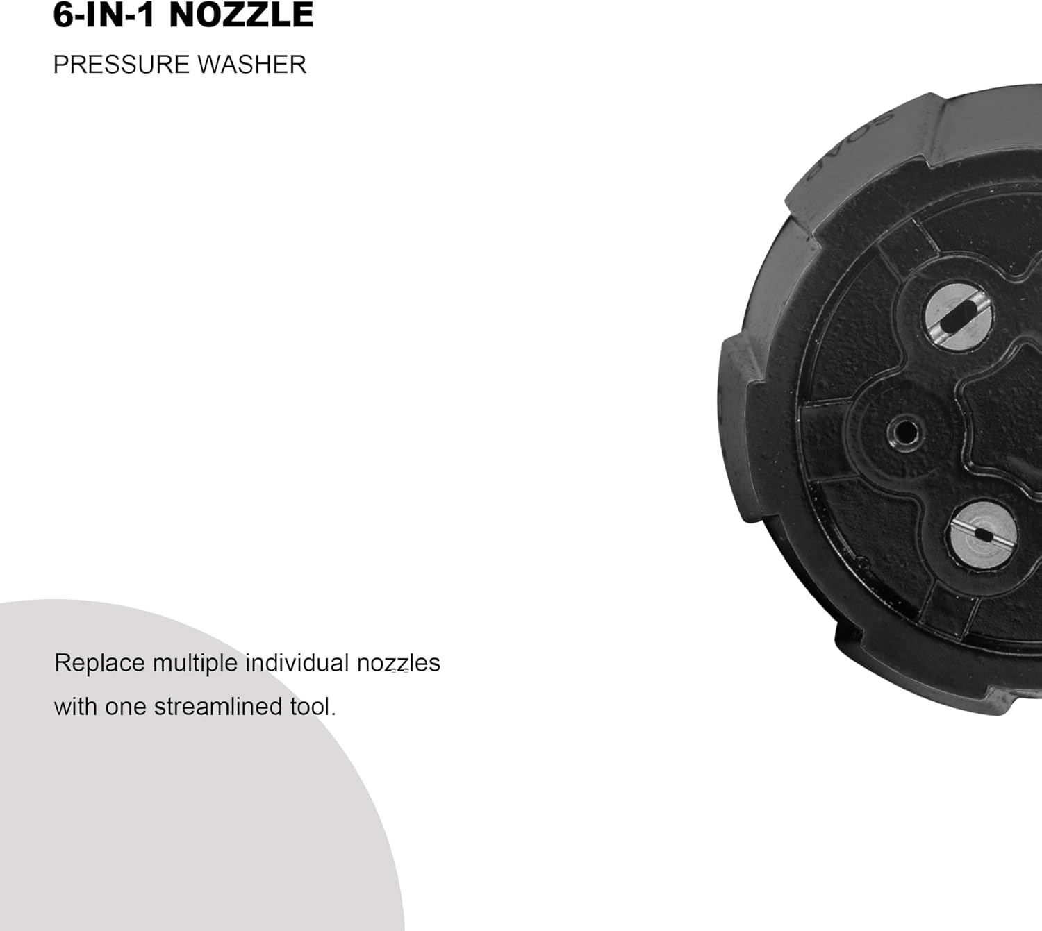 Adjustable Pressure Washer Nozzle 6-in-1, Quick-change Over Replacement Nozzle Tip, Power Washer Extension Wand with Anti-Slip Grip, Curved Angled and Straight Wand Replacement