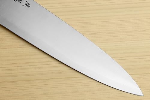 Miniatura 6 de Yoshihiro HAP40 Gyuto - Cuchillo de chef de acero inoxidable de alta velocidad, mango de ébano de triple anillo (8.25 pulgadas)