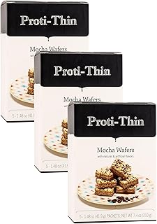 Proti-Thin High Protein Mocha Wafer Squares, 15g Protein, Low Calorie, Low Sugar, Aspartame Free, Diet Wafer Bars, Healthy Snack, 2 Wafers per Serving, 5 Count Box (3 Boxes - Save 5%)