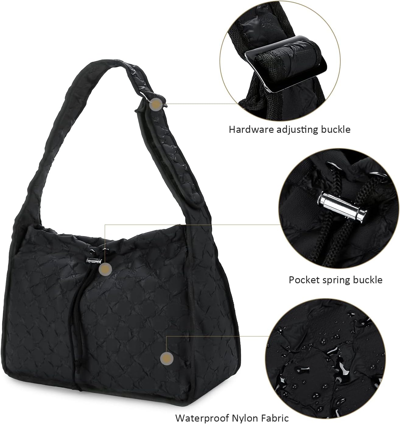 Lmbabter Tote Bag for Women Small Smart Diaper Bag Handbag for Mom Waterproof Diaper Tote Bag with Insulated Pocket (Black)