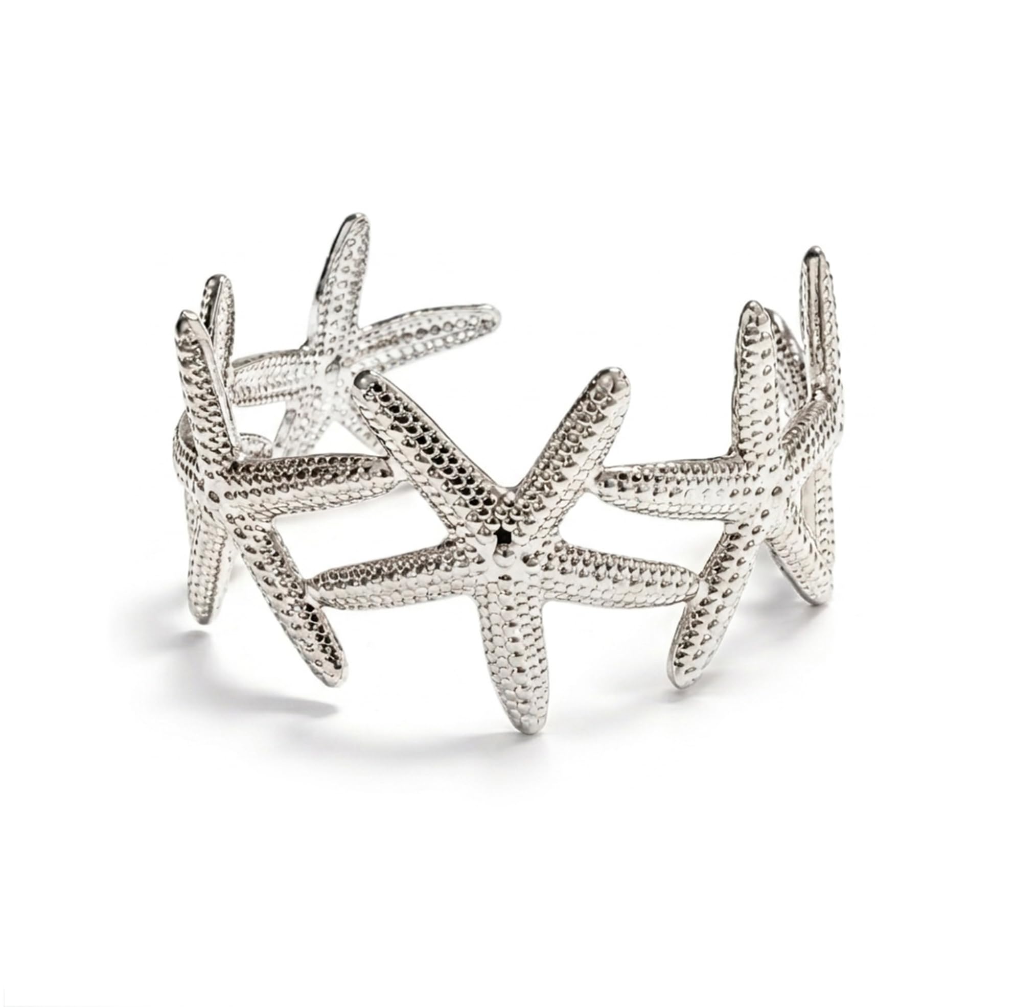 Only faith Brazalete Cuff para Mujer, Dorado y Plateado, Baño de Oro 18K, Diseño Estrella de Mar, Hipoalergénico, Ajustable