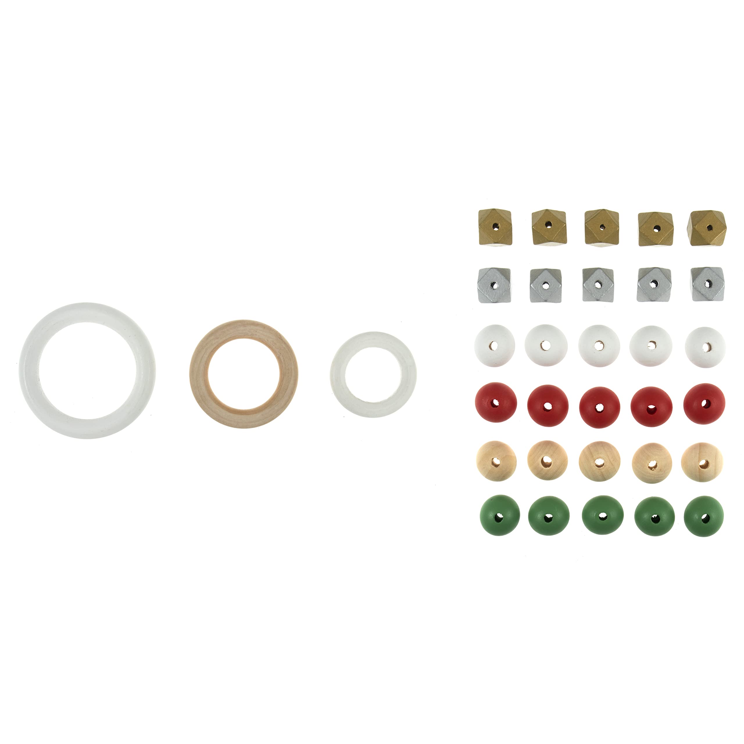 Trimits Macramé Christmas Starter Pack – 33 Piece Birch Wood Bead Kit