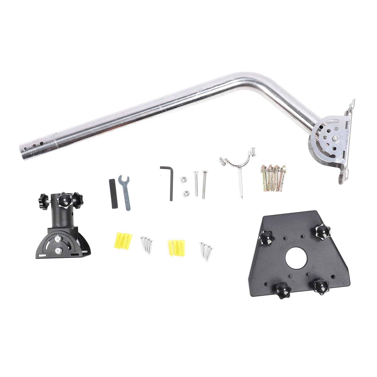 Soporte para Satélite, ángulo Ajustable de 160°, Adaptador Superior Giratorio de 360°, Kit de Montaje , Soporte para Antena con Estructura de Acero de Aleación de Brazo Largo de 43 Cm para