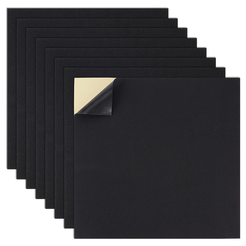 BENECREAT 8 fogli autoadesivi in schiuma EVA, 1 mm, colore nero, per cosplay, imbottitura, protezione per mobili, scrapbooking, fai da te, 30 x 30 cm