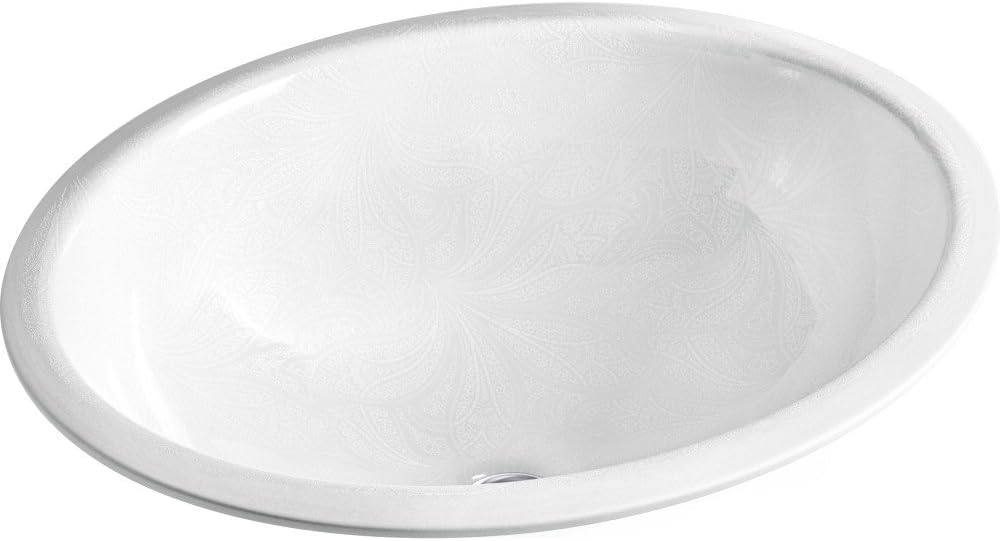KOHLER K-14218-FP1-0 Sartorial Paisley Caxton, ARTIST EDITIONS Oval Under Mount Bathroom Sink, Paisley - French Paisley