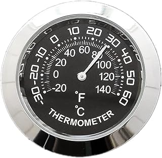 Car Dashboard Thermometer and Hygrometer Gauge, Analog Temperature Humidity Monitor for Vehicle Interior, Adhesive Metal Alloy Auto Clock Accessory for Dashboard Decor