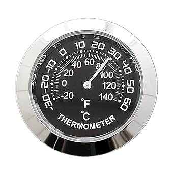Temperature Measuring Instrument Auto Car Vehicle Thermometer/Hygrometer Clock Mini Small Classic Dashboard Thermometer Car Cool Decoration Metal Alloy, Black