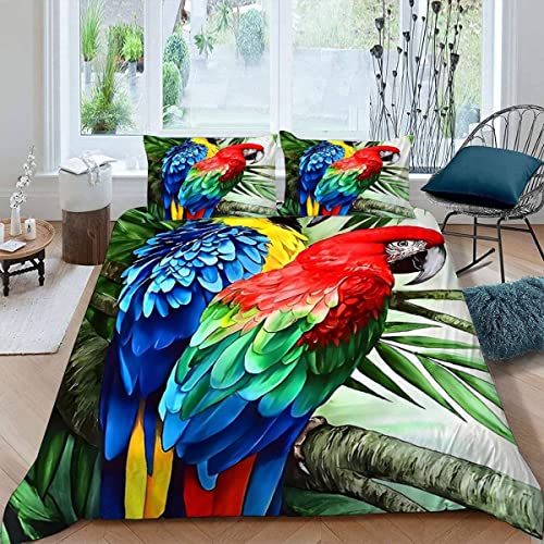 ALABOW Papagei Bettwäsche Set 135x200 cm 2teilig mit Reißverschluss...