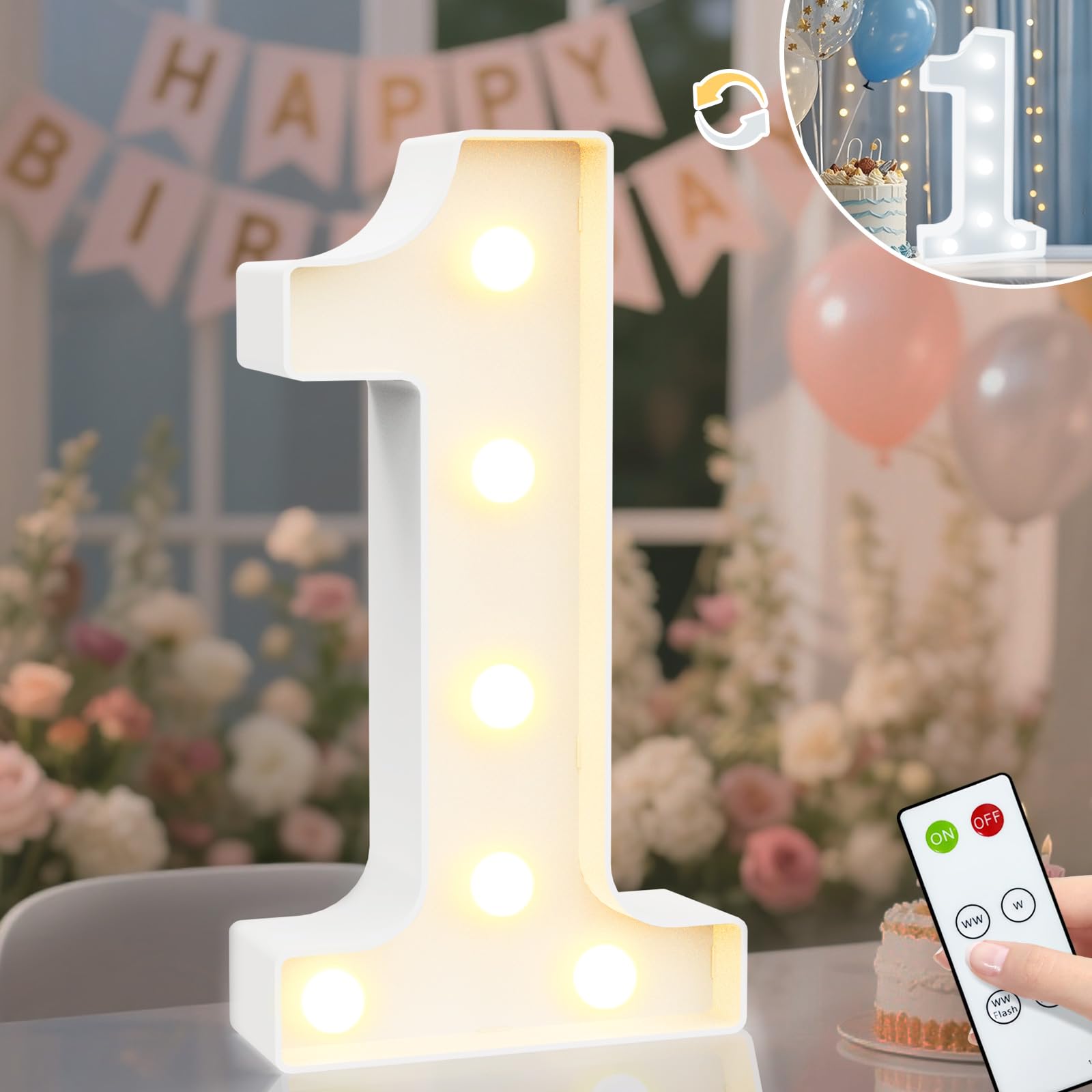 8.8" Decorative LED Light Up Numbers, Marquee Numbers Lights for 7th Birthday Decorations, Lighted Number Sign for Birthday Party Night Lights Wedding Anniversary Home Wall Decor, White Number 7 — view 67