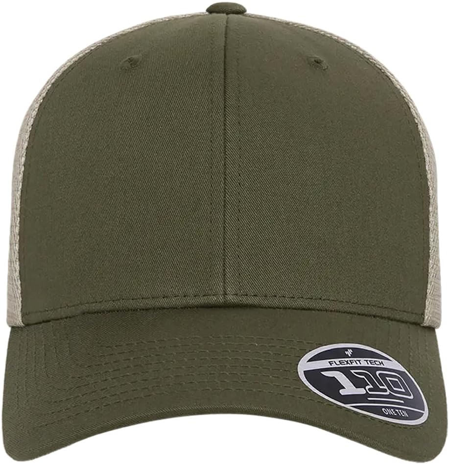 Joe's USA Flexfit 110M Adjustable Mesh Back Cap - OSFM - 2 Pack - Olive/Khaki
