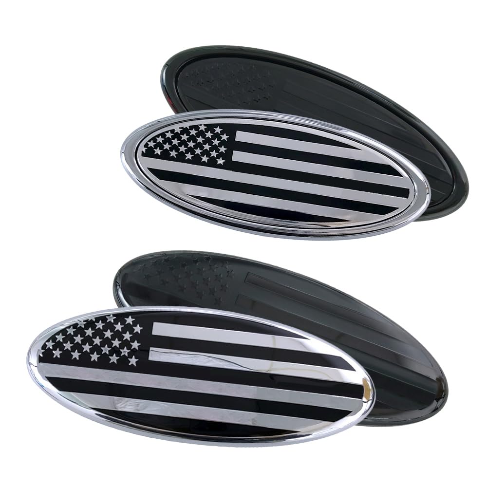14.5CM Schwarz Emblem Cover passend für Ford F-350 F-450 F-550 Edge Explorer Ranger Vorne Hinten US Flagge Design Logo Aufkleber Kühlergrill Heckklappe Abzeichen Emblem Dekoration Zubehör