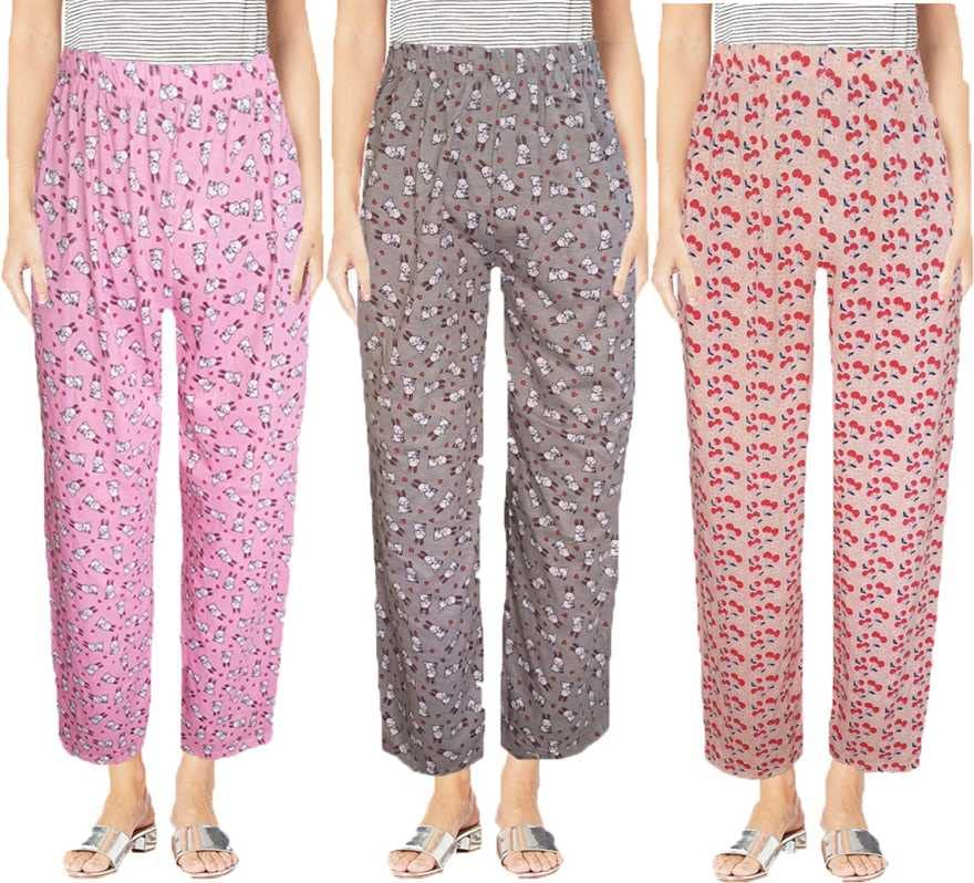 Women's Cotton Printed Pyjamas/Lower/Track Pant, Lounge Wear, Soft Cotton Night Wear Pajama Pant(Prints May Vary) - Combo Pack of 3 (4XL)-image-12
