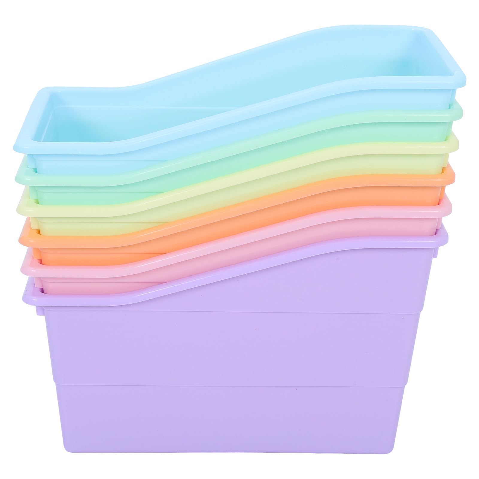 Operitacx 6er-Set Aufbewahrungsboxen für Bücher und Papier – Stapelbare Kunststoffboxen für Hefte und Papier – Bunte Bastelboxen für Bücher, Snacks, Kunst- und Bastelbedarf, Kleidung und Schuhe