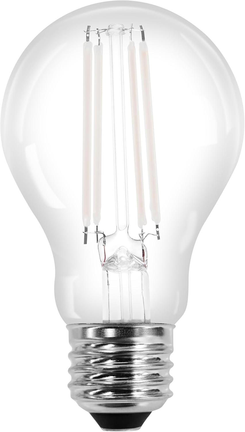 Sylvania A19 Clear LED White Filament Bulb, 6.5W, Dimmable, 800 LMS, Medium Base, 2700K, Soft White - 2 Pack (42170)