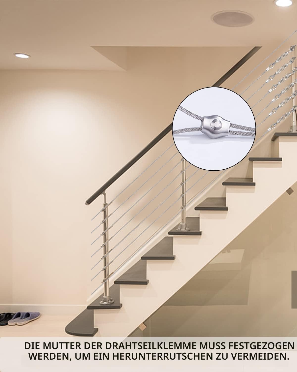 30m Φ 3mm Stahlseil Kit, Drahtseil Spanndraht Edelstahl 304, Stahlseil Ummantelt mit ösen Seilspanngarnitur, Spannschloss, für gardinenseil, wäscheleinen, String Light Suspension