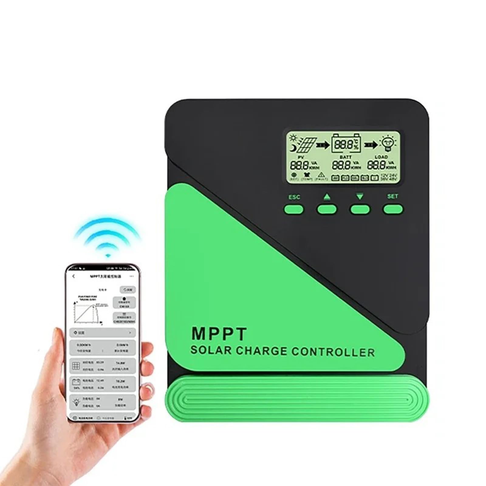 Eficiente regulador de carga solar MPPT conmutación automática de 12 V 24 V para sistemas fotovoltaicos de hasta 60 A, regulador de capacidad de carga