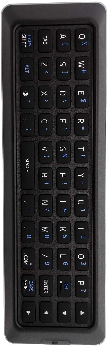 Back view of the VIZIO XRT500 remote control showing the QWERTY keyboard